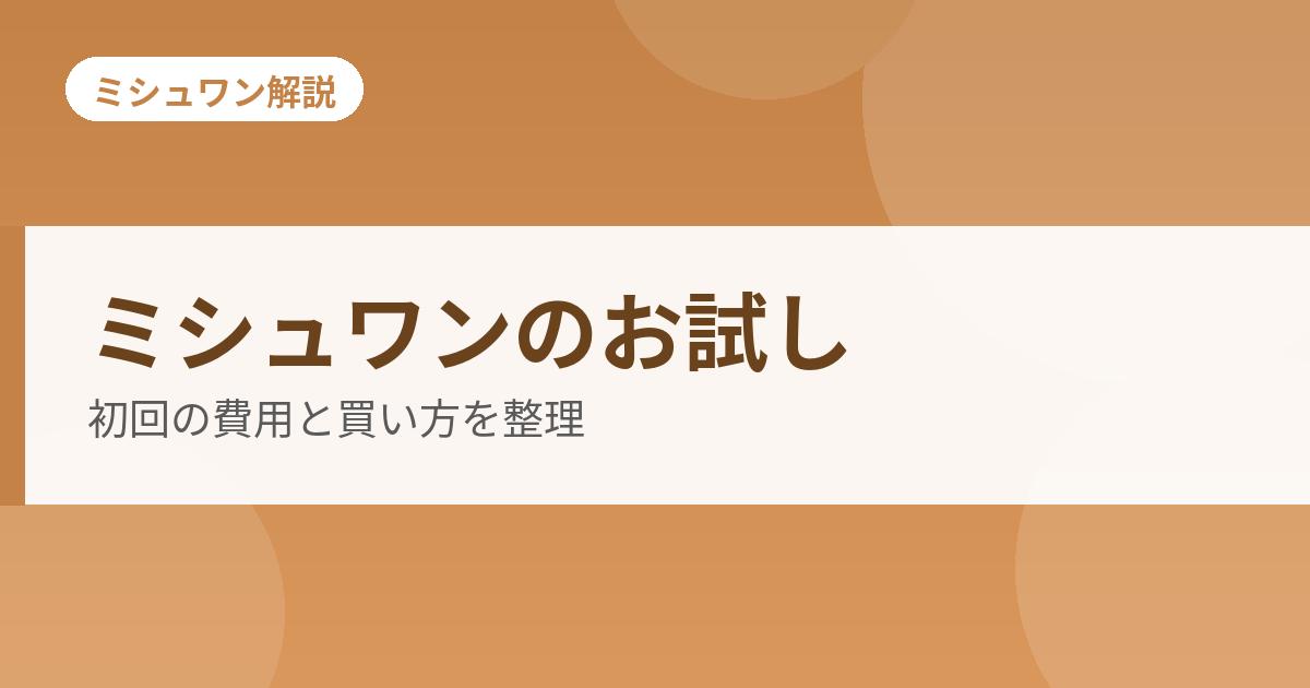 ミシュワンのお試しの解説